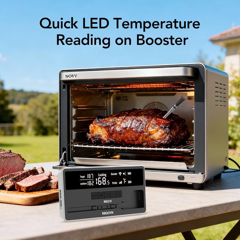 BtcLink WiFi Sub-1G Smart Meat Thermometer Unlimited Range, 7 NIST-Cert.Sensors Magnetic Large-Display Smart Base, IP68 Wireless BBQ Grill &Smoker Thermometer, App&Standalone Monitoring(1,Black,Small) - Image 3